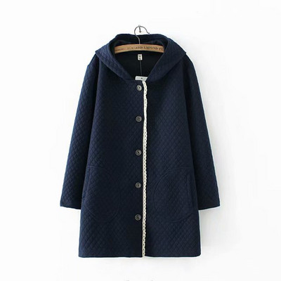 Modern női hosszú kabát kapucnival és gombokkal, három színben