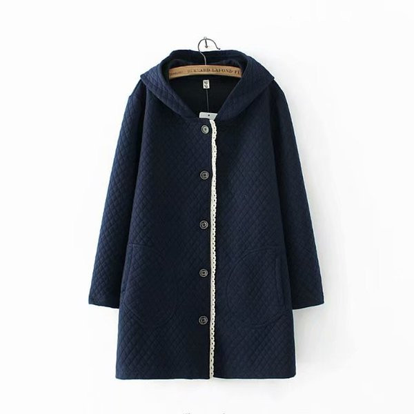 Modern női hosszú kabát kapucnival és gombokkal, három színben