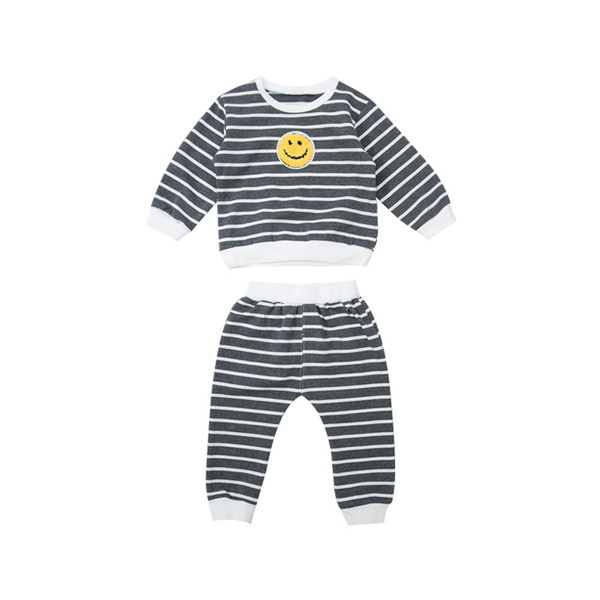 Set pentru copii model in dungi din doua parti in gri si alb