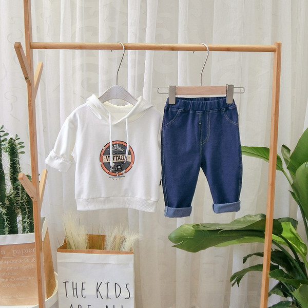 Модерни детски дънки за момчета с джобове -син цвят
