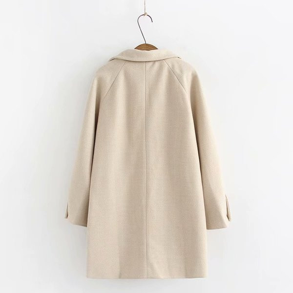 Модерно дамско дълго палто с копчета и джобове в три цвята 