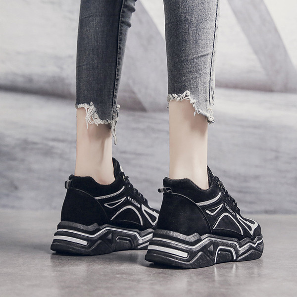 Γυναικεία casual αθλητικά πάνινα παπούτσια με χοντρή πλατφόρμα