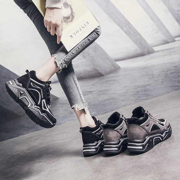 Γυναικεία casual αθλητικά πάνινα παπούτσια με χοντρή πλατφόρμα