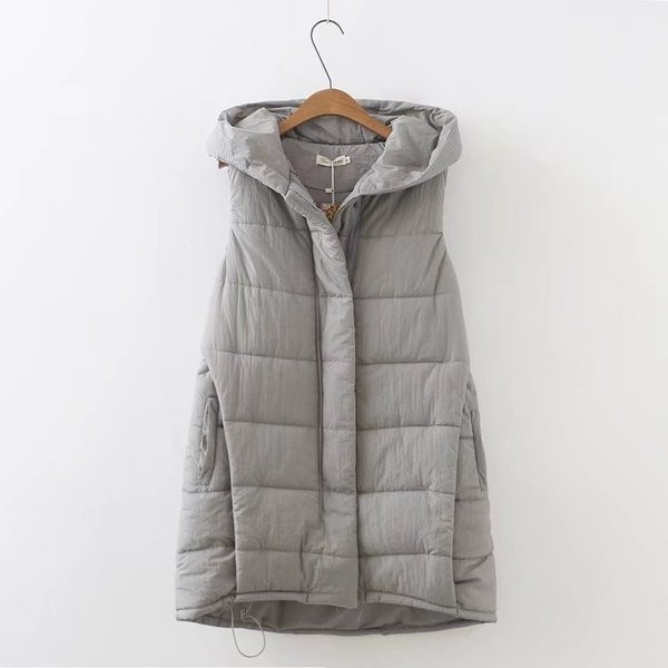 Női alkalmi mellény kapucnival és zsebekkel, három színben