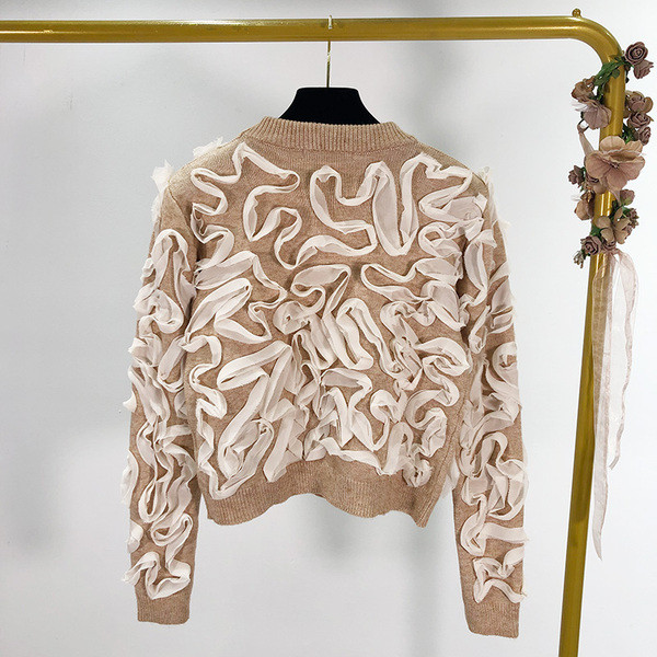 Μοντέρνο κοντό μπεζ πουλόβερ 