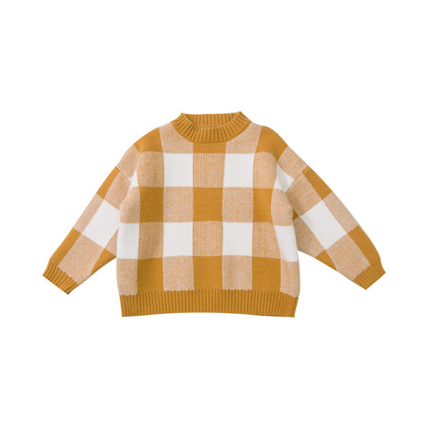 Pulover in carouri pentru copii model nou pentru baieti cu decolteu O in albastru si galben