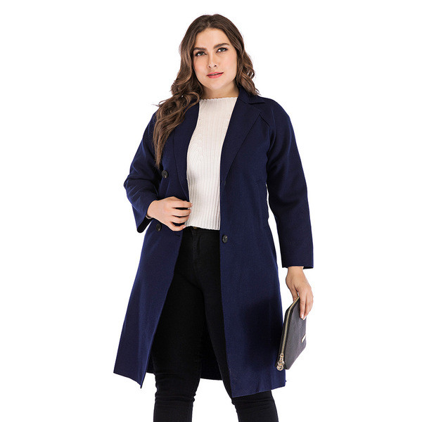 Palton lung de dama modern de marime mare cu buzunare si nasturi in mai multe culori