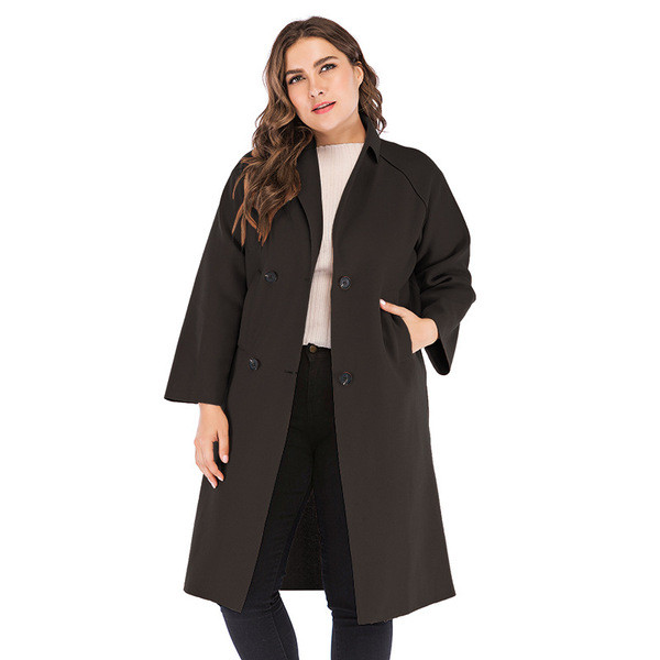Palton lung de dama modern de marime mare cu buzunare si nasturi in mai multe culori