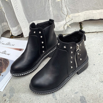 Μοντέρνες γυναικείες έκο δερμάτινες μπότες με φερμουάρ σε μαύρο, καφέ και γκρι χρώμα