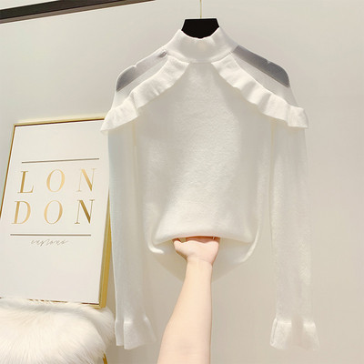 Modern női pulóver pólógallérral, négy színben