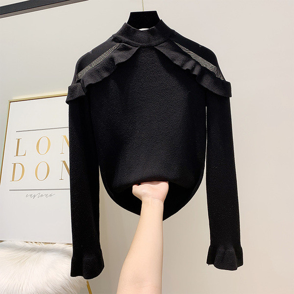 Modern női pulóver pólógallérral, négy színben