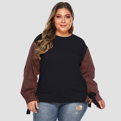 Μοντέρνα γυναικεία μπλούζα με μακρύ μανίκι και ο-λαιμόκοψη με μέγεθος έως 4XL σε δύο χρώματα