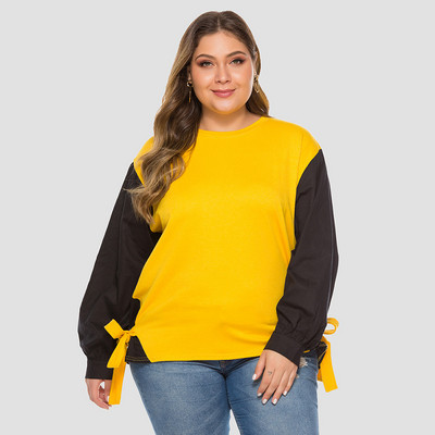 Μοντέρνα γυναικεία μπλούζα με μακρύ μανίκι και ο-λαιμόκοψη με μέγεθος έως 4XL σε δύο χρώματα