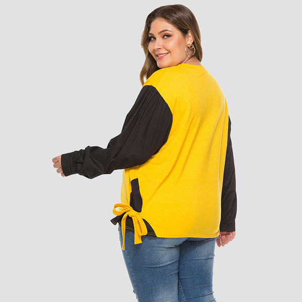 Μοντέρνα γυναικεία μπλούζα με μακρύ μανίκι και ο-λαιμόκοψη με μέγεθος έως 4XL σε δύο χρώματα