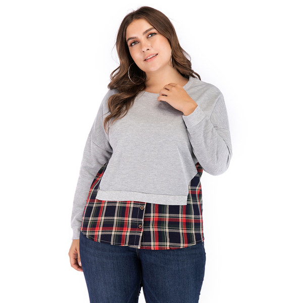 Bluză casual de damă, cu mâneci lungi și decolteu O, de culoare gri