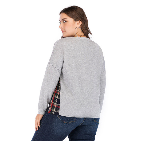 Bluză casual de damă, cu mâneci lungi și decolteu O, de culoare gri