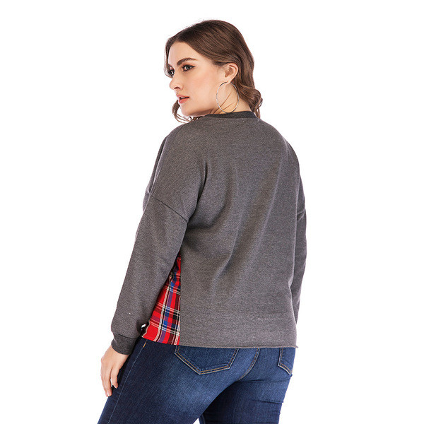 Bluză casual de damă, cu mâneci lungi și decolteu O, de culoare gri