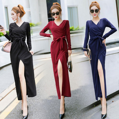 Rochie moderna de dama lunga cu cravate si crapata in trei culori