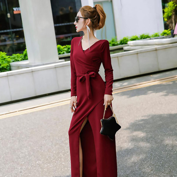 Rochie moderna de dama lunga cu cravate si crapata in trei culori