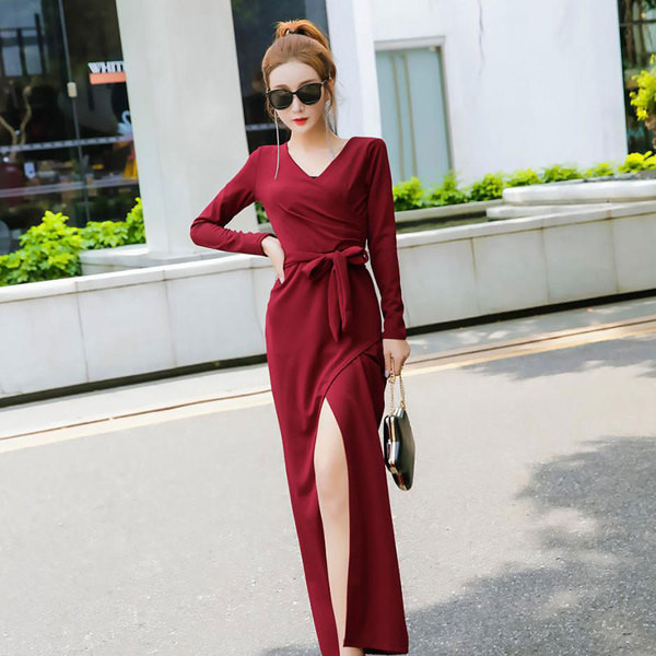 Rochie moderna de dama lunga cu cravate si crapata in trei culori