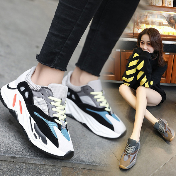 Adidasi moderni de dama cu talpa inalta in doua culori