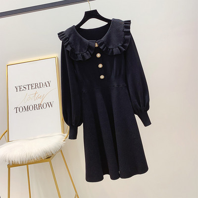 Μοντέρνο γυναικείο φόρεμα με  μακριά μανίκια και κουμπιά σε τρία χρώματα