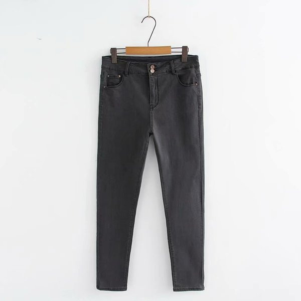 Blugi lungi dama casual cu talie inalta si buzunare in trei culori