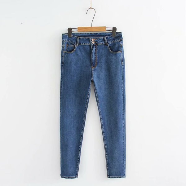 Blugi lungi dama casual cu talie inalta si buzunare in trei culori