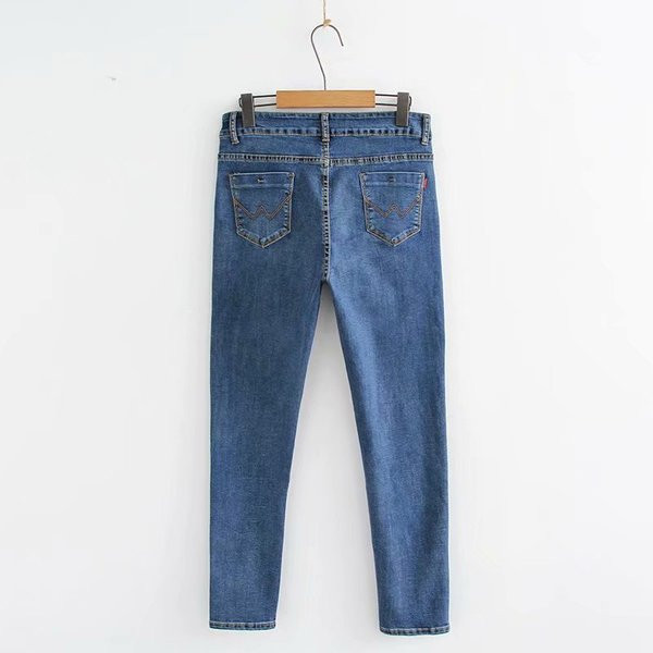 Blugi lungi dama casual cu talie inalta si buzunare in trei culori