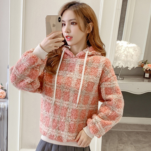 Μοντέρνο γυναικείο καρό πουκάμισο με κουκούλα