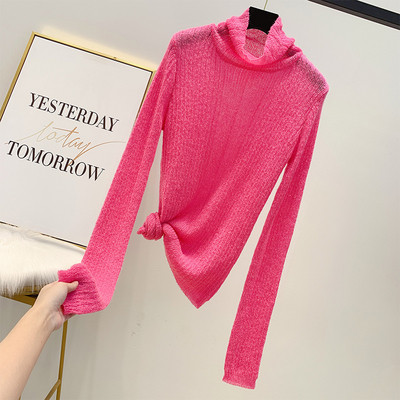 Pulover de dama modern cu guler inalt in diferite culori