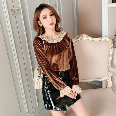 Új modell modern női bársony blúz három színben