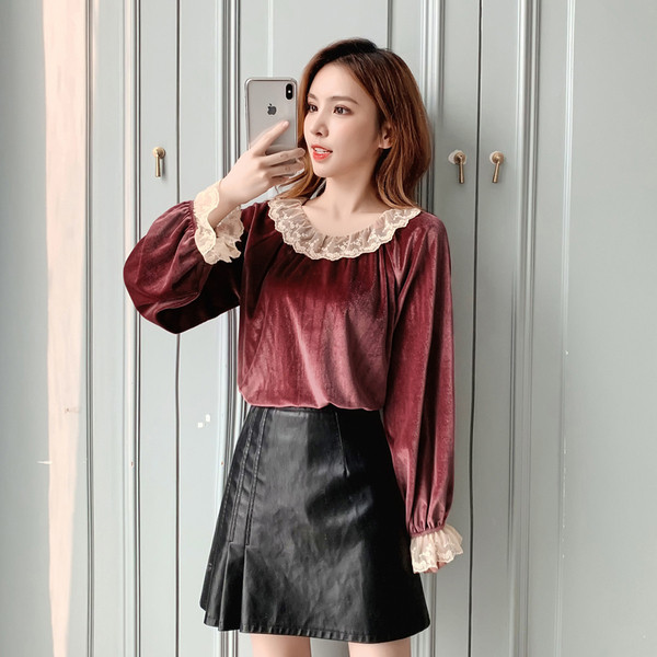 Új modell modern női bársony blúz három színben