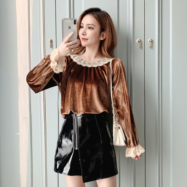 Új modell modern női bársony blúz három színben