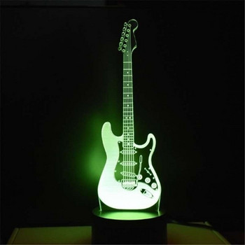 3D λαμπτήρας σε σχήμα κιθάρα με μεταβαλλόμενα χρώματα