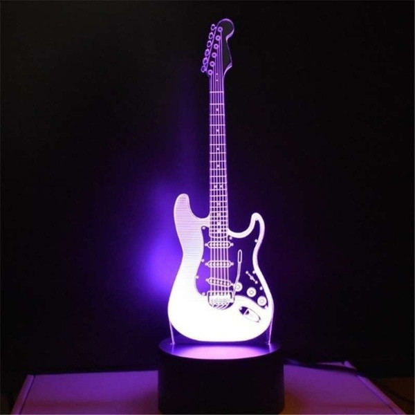 3D lámpa gitár alakú, változó színekkel