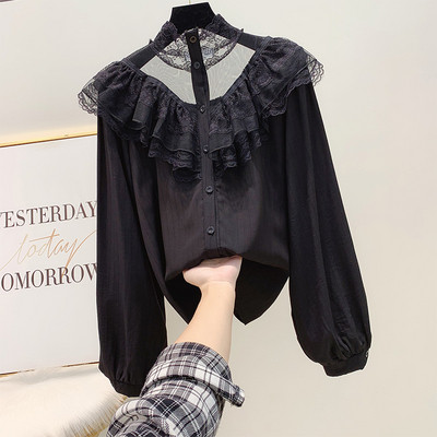 Modern női ing csipkével, fehér és fekete színben