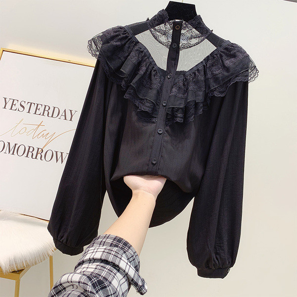 Modern női ing csipkével, fehér és fekete színben