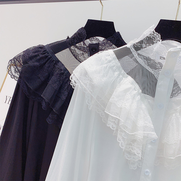 Modern női ing csipkével, fehér és fekete színben