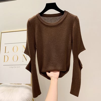 Női pulóver kivágásokkal több színben