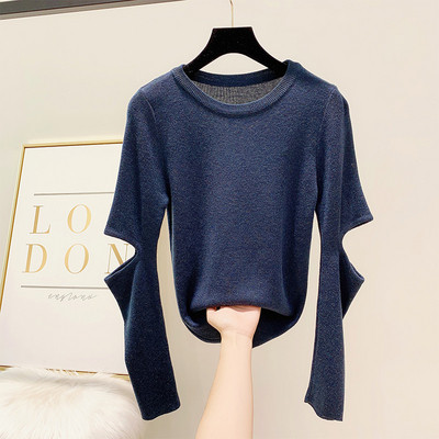 Női pulóver kivágásokkal több színben