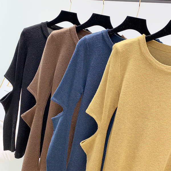 Női pulóver kivágásokkal több színben