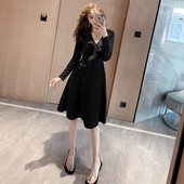 Νέο μοντέλο γυναικείο φόρεμα με λαιμόκοψη σε μαύρο χρώμα