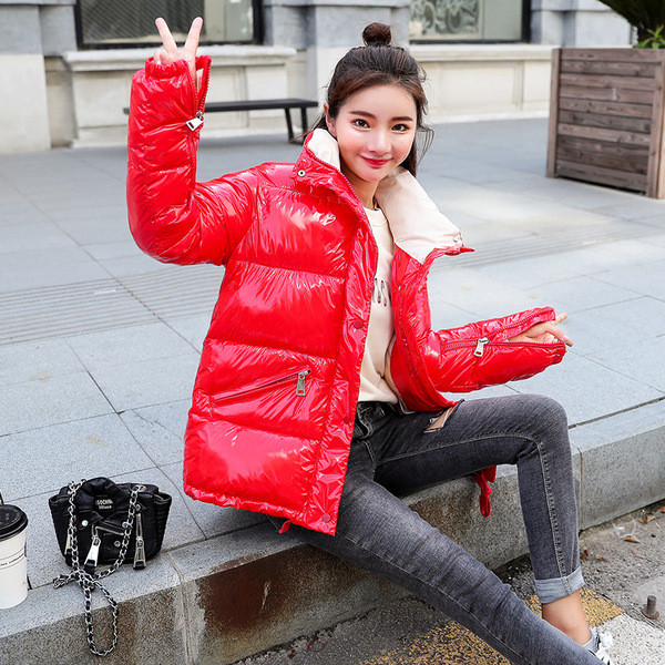 Jachetă scurtă de iarnă casual de damă, cu guler înalt, în șase culori