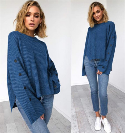 Modern női aszimmetrikus hosszú ujjú pulóver több színben