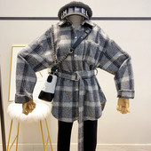 Hosszú női kockás ing övvel, három színben