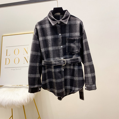 Hosszú női kockás ing övvel, három színben