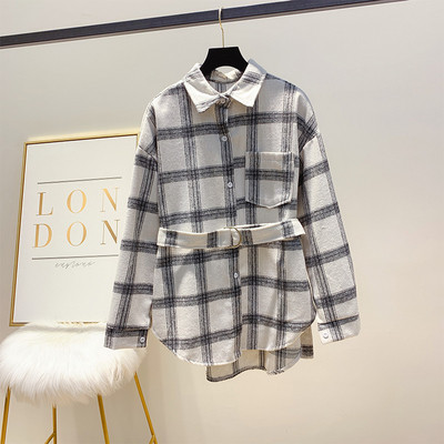 Hosszú női kockás ing övvel, három színben