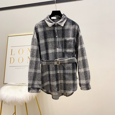 Hosszú női kockás ing övvel, három színben