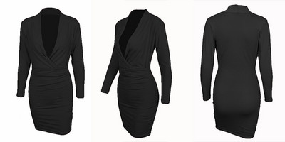 Κομψό γυναικείο κοντό φόρεμα με βαθύ λαιμόκοψη σε τρία χρώματα